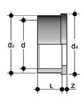 Q/BAV Pezzo folle per incollaggio serie ASTM d PN d 3 d 4 L Z g Codice 1/2 16 27,5 30,1 22,7 3,5 15,5 QBAV012 3/4 16 36 38,8 25,9 3,7 22,5