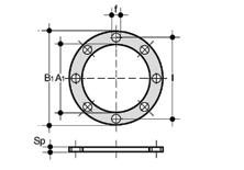 QHV/Y Guarnizione piana in EPDM per flangiatura secondo DIN2501, EN1092, autocentrante per foratura PN10/16 fino a DN 150 e PN 10 da DN 200 d DN A 1 B 1 F I U Sp Codice 16 10 - - - - - - - 20-1/2 15