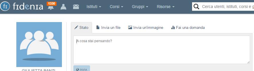 In questo spazio si può digitare del testo e inviarlo alla classe cliccando su invia Può essere