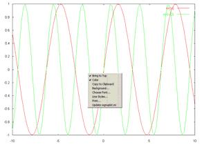 ) > pl f(x) w l 1 > pl f(x) w l 5 > pl f(x) w p 7 points points gnuplot> set data style stile Stile gnuplot> set function style stile Mouse Right click lines: