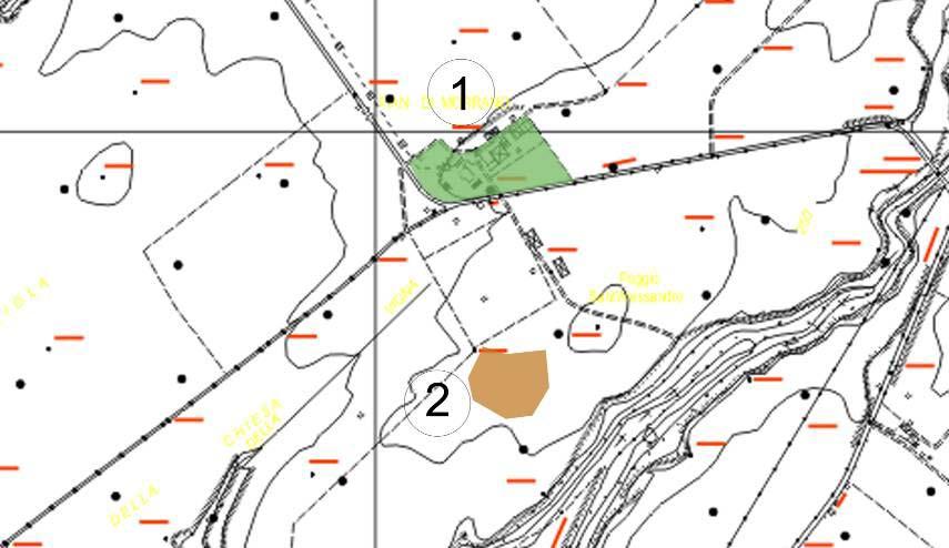 Pian di Morrano Zone E1 (n 2) art. 10.397 mc. 10.397 mc. Destinazione d uso: Agricola Realizzazione di un centro aziendale 21.4 Acqua - Rischio idraulico P.I. Bassa (I.1) 2.1.6 Acqua inquinamento della falda bassa 2.