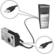3 La fotocamera è dotata di uno speciale cavo USB per il suo collegamento al computer. Collegare l estremità più grande del cavo USB al computer.