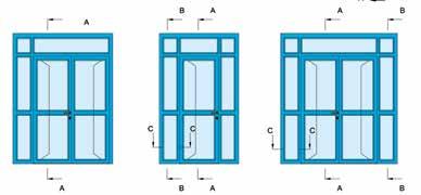 SEZIONI VERTICALI (VETRATE COMPLESSE EI 2 90 EI 2 120) OMOLOGA - LE 309 090 P003 Sezione A-A Sezione B-B Porta con sopraluce Fiancoluce laterale 50ALLUMINIO Soluzione più usata FIANCOLUCE (NODI DI