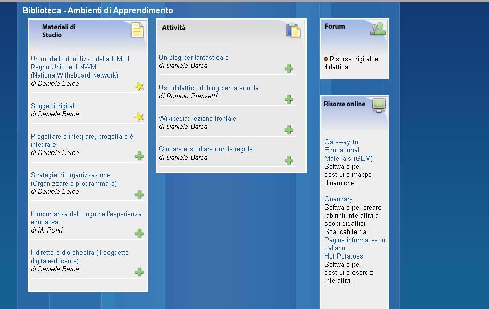 Tra le risorse trasversali anche la sezione risorse online :