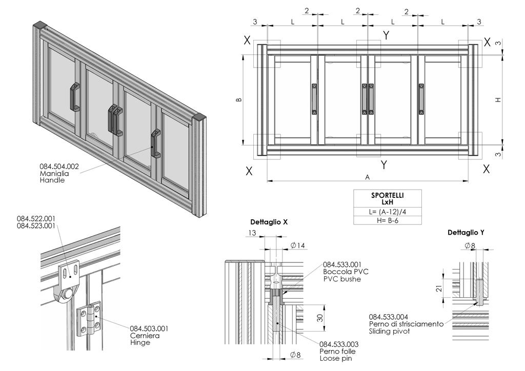 SISTEMA DI MONTAGGIO PORTE A SOFFIETTO DOPPIO SENZA INTERRUTTORE ASSEMbLY SYSTEM