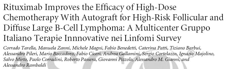 IMPACT OF RITUXIMAB ON OUTCOME a survey by GITIL (Gruppo Italiano Terapie
