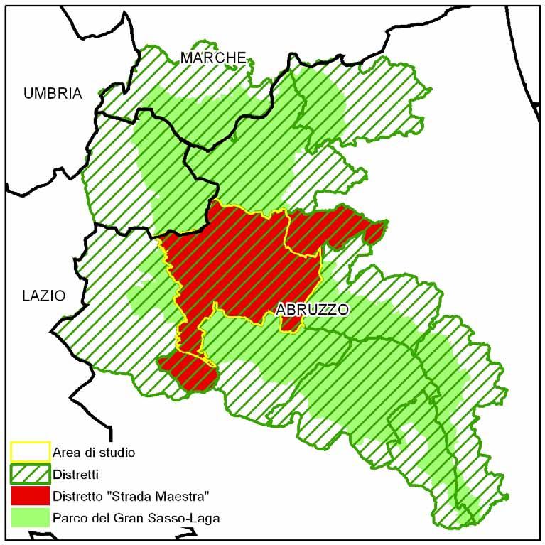 1 INQUADRAMENTO GEOGRAFICO 1.1 Confini dell area Il Parco Nazionale del Gran Sasso e Monti della Laga è situato nell'italia centrale, dove si estende su un territorio di circa 150.000 ha.