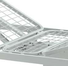 Three-joints/four sections bed adjustable by electric motor. Rapid extraction head/foot-end double folded frames fi tted with HPL panels.