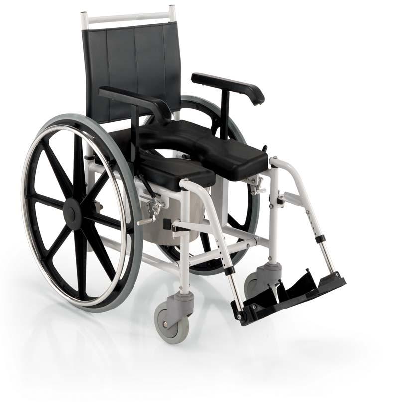 Ausili bagno Bath aids N35 Carrozzina da doccia Shower wheelchair - Carrozzina da doccia in alluminio verniciato. - Pedane e braccioli estraibili regolabili in altezza. - Schienale estraibile.