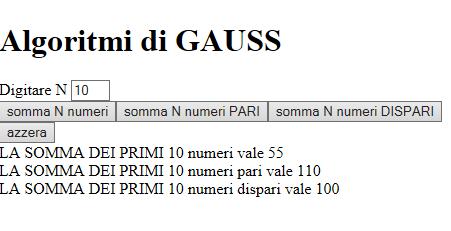 IN JAVASCRIPT //algoritmi di Gauss function
