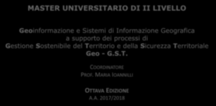 MASTER UNIVERSITARIO DI II LIVELLO