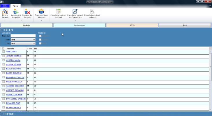 15. Apparirà la seguente schermata con l elenco dei pazienti 16.