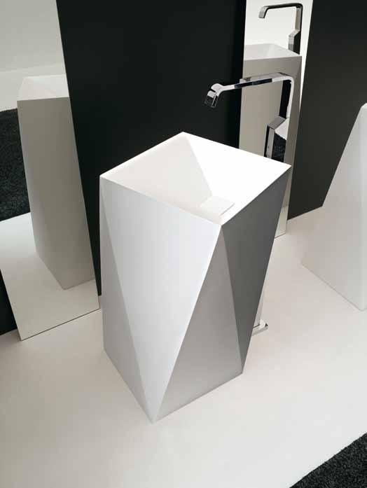 Sharp. Designed by Meneghello Paolelli Associati L3200 Sharp lavabo centrostanza / a muro in Livingtec 50 x 50 h.85 freestanding / back to wall washbasin in Livingtec 50x 50 h.