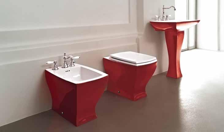 serie e sul lavabo centrostanza in Livingtec range with white&red decor available for all