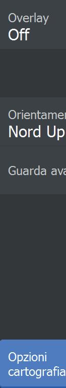 Opzioni cartografiche specifiche Navionics Le opzioni Overlay, Orientamento e Guarda avanti della carta (descritte in precedenza in questa sezione) sono comuni sia alle cartografia C-MAP che