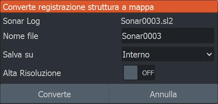 Il file di log può anche essere convertito in formato StructureMap con l'opzione Files. Time remaining (Tempo rimanente) Mostra lo spazio rimanente per le registrazioni.