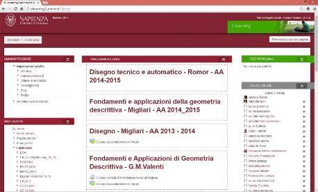 it/). La pagina di accesso al corso è la seguente: Disegno tecnico e automatico Romor AA 2014-2015.