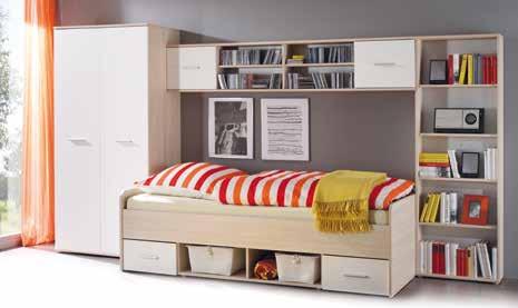 colore: bianco e rovere, composta da: armadio a 2 ante, LxAxP: 90x190x55 cm, letto, 90x200 cm,