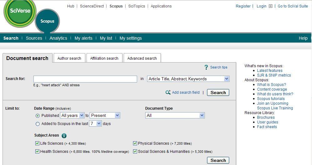 SCOPUS: PROFILO UTENTE si può creare un account personale l account è utile per: impostare un servizio di alerting