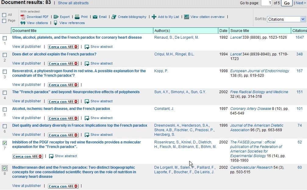 SCOPUS: CITATION OVERVIEW selezionare uno o