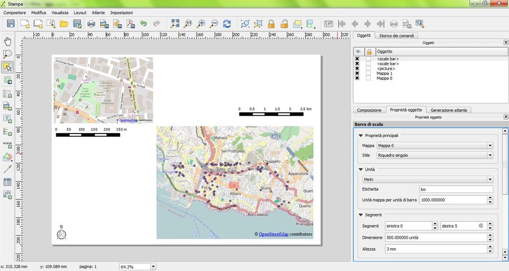 STAMPE (12) Aggiunta della della barra di scala: Layout Aggiungi barra di scala