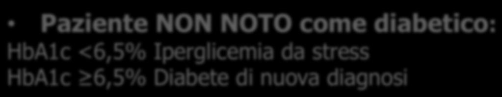 <6,5% Iperglicemia da stress HbA1c 6,5% Diabete di nuova