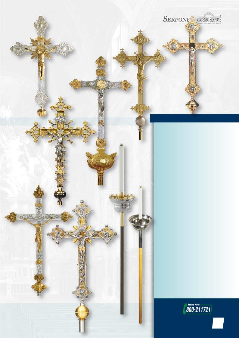 Croci Astili q - Croce astile barocca, in lastra di argento 800mm o di ottone, finemente cesellata, con Cristo e raggiere dorati, misura cm 45 x 85. - In ottone Cod. 7110/o 1 188,00 - In argento.