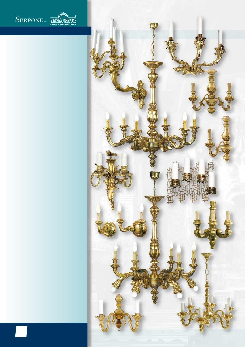 Appliques e lampadari q - Appliques in bronzo cesellato, varie soluzioni (in foto esemplare a 6 braccia). Cod.