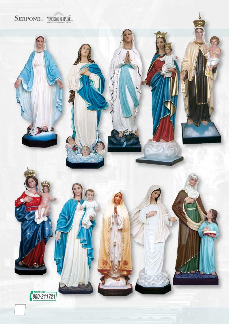 Vasto assortimento di statue in vetroresina, varie misure disponibili. Chiedere preventivo. PREZZI CONTENUTI! Statuaria Madonna Miracolosa. Cod. 5108 In foto la statua alta cm 85 Madonna di Lourdes.