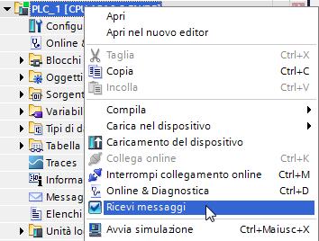 Figura 4-13 Scheda "Vista messaggi" Per la ricezione di messaggi in STEP 7 procedere nel seguente modo: 1. Aprire la vista del progetto. 2.