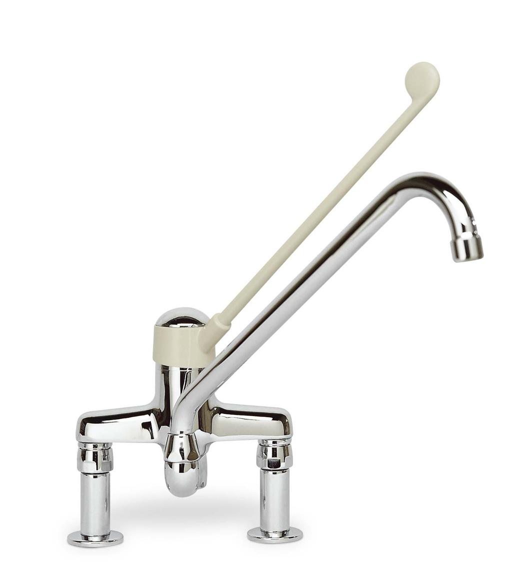 MONOCOMANDO BIFORO DA BANCO DECK-MOUNT SINGLE LEVER MIXER WITH CERAMIC DISC CARTRIDGE 896 04 Lev in tenopolimero. Polymer lever.