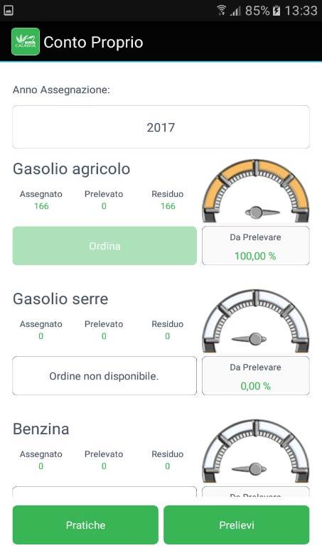 1.2.2 EFFETTUARE UN ORDINE DA APP MOBILE Nella schermata Conto Proprio, se l ordine per il carburante desiderato è disponibile, premere il tasto Ordina : Selezionare un distributore premendo il