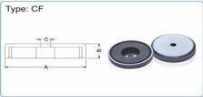 Tipo CF Tipo CF Code Material A B C D CF-F0632 Fe37 32 6 6 - Ferrite Cr 65 CF-F0636B Fe37 36 7 4,8 - Ferrite Ni 70 CF-F0645 Fe37 45 10,3 4,5 - Ferrite Zn 70 CF-F0645A Fe37 45 10,3 7 - Ferrite Ni 70