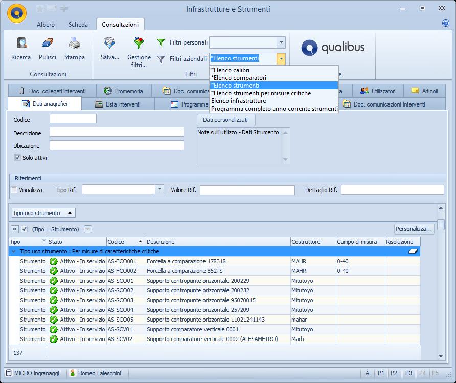Consultazioni: Elenco Strumenti (attivi) Nella Slide