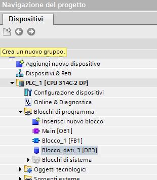 5. Richiamo del Blocco Funzionale (FB) Come ultimo passo, si può scrivere il programma principale nel blocco OB1 e richiamare all interno il Function Block FB1, precedentemente creato, associandogli