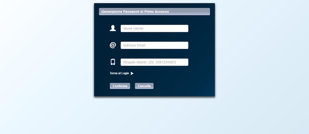 Tutorial Generazione Password di Primo Accesso 1/5 La prima azione da compiere per poter procedere all utilizzo del Portale è la generazione della password di accesso.