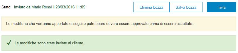 Il fornitore deve quindi procedere alla compilazione dei campi mancanti e ri-sottomettere il questionario selezionando nuovamente Invia. Dopo avere inviato il questionario selezionare Salva.