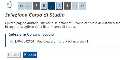 Scelta Corso di studio e indicazione dati