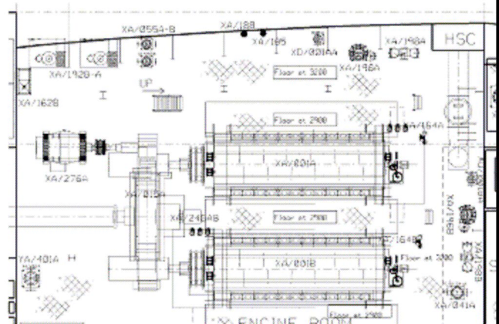 Motori diesel 4T- Sistemazione sala macchine di un Ro-Ro Ferry Motori Wärtsilä 4x12V46C La sistemazione con quattro motori in linea,