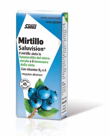 VISTA - MICROCIRCOLO Mirtillo Saluvision Integratore alimentare con mirtillo, Vitamina B2 e vitamina A Mirtillo per la funzionalità del microcircolo (in particolare per la pesantezza delle gambe)