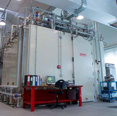 Quattro gli ambiti d attività: il settore generazione di calore include ben sette rampe di prova e una cella per i test a bassa temperatura; il test per le unità terminali di riscaldamento comprende