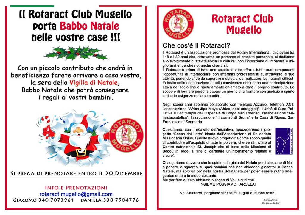 Martedì 24 Il Rotaract Club Mugello porta il Natale nelle vostre