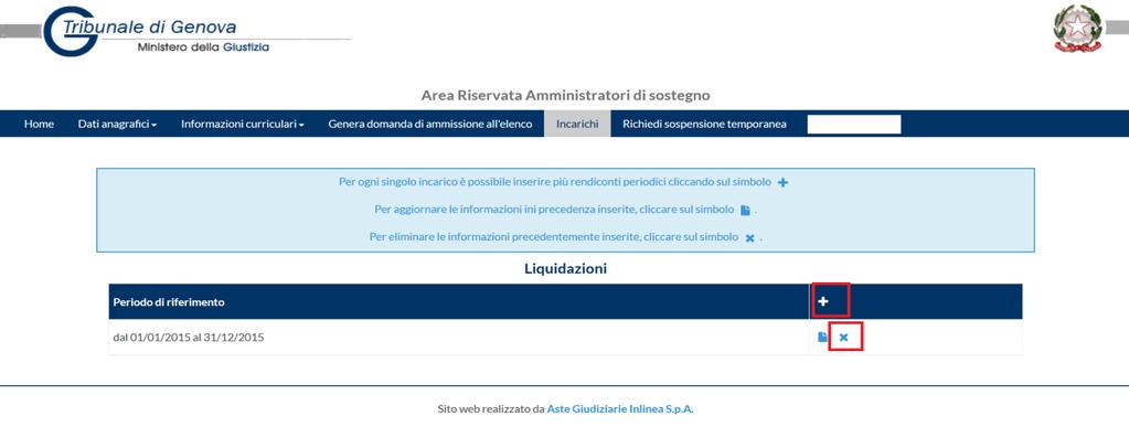 Il professionista potrà produrre piu rendiconti periodici relativi allo stesso incarico cliccando sul