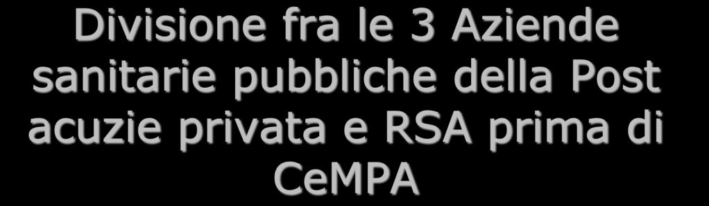 Divisione fra le 3 Aziende sanitarie pubbliche della Post