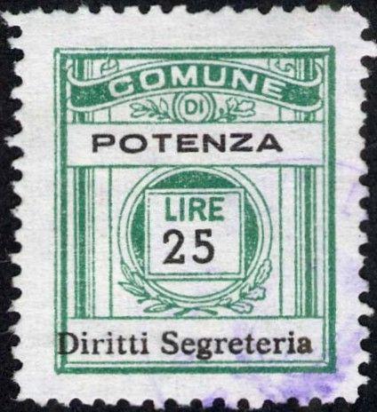 Potenza 1960< Carta bianca, liscia. Stampa mm. 21x24.