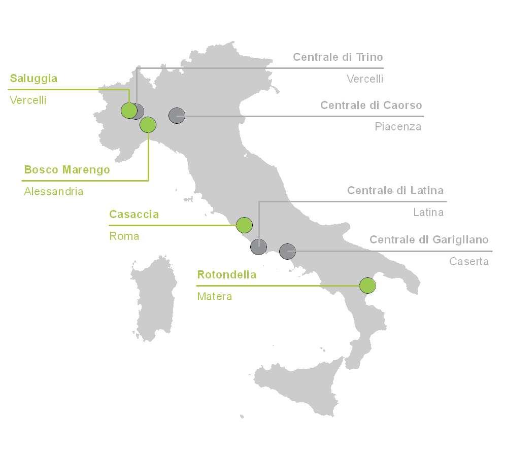 La Società ( 26 ) ( 26 ) ( 54 ) ( 88 ) Sogin si occupa della bonifica delle quattro Centrali Nucleari italiane di Trino, Caorso, Latina e Garigliano, degli impianti Enea di Saluggia, Casaccia e