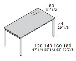 H74 e P80-100 disponibili con tutte le lunghezze Nel piano L120 il top access sarà posizionato al centro. H74 e P160 disponibili con tutte le lunghezze.