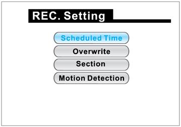 MANUALE UTENTE FR551 Programmazione dei tempi di registrazione Selezionare Scheduled Time tramite i tasti 6/5 e confermare con il tasto OK.