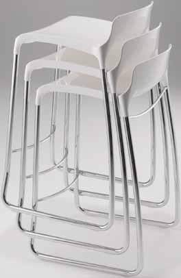 tubolare d acciaio. The stackable stool completes the family Tiffany enhancing the fluidity and smoothness of forms.