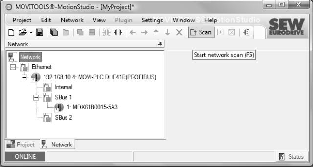 5 I 0 Configurazione e messa in servizio Configurazione con software per PC MOVITOOLS MotionStudio Alternativamente, quando si integra il controllore MOVI-PLC advanced DH.